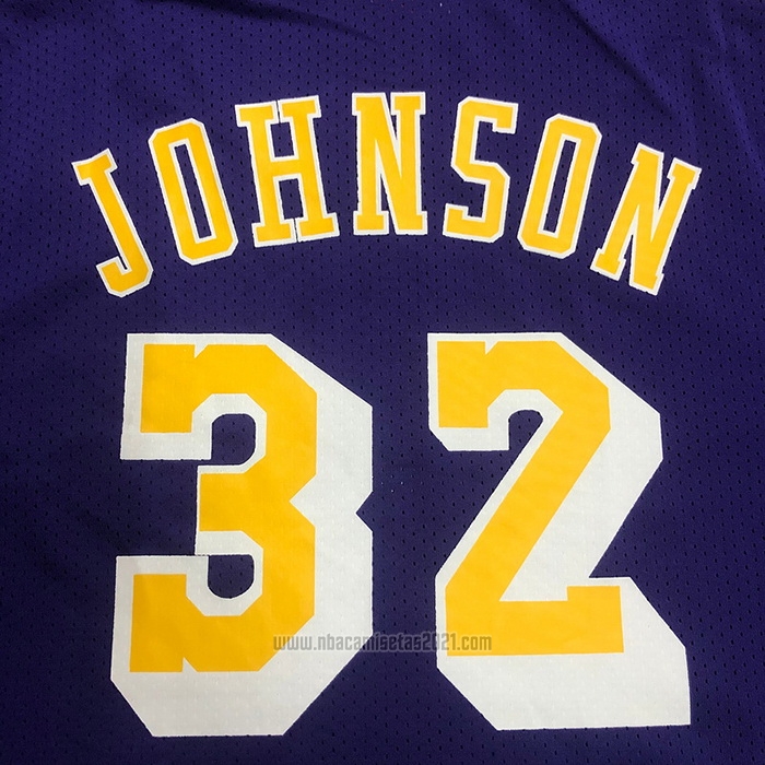 Camiseta Manga Corta Los Angeles Lakers Magic Johnson #32 Violeta